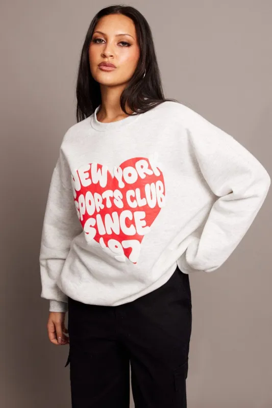 Grey Graphic Sweat Long Sleeve sold by Ally Fashion