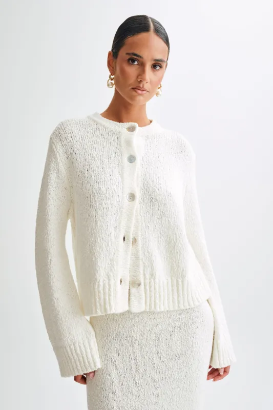 Moira Oversized Boucle Cardigan - White sold by Meshki