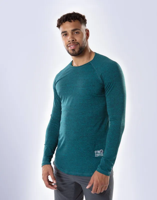 Raglan Tech Long Sleeve in Teal sold by Gym+Coffee