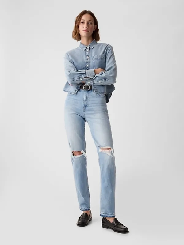 High Rise Cheeky Straight Jeans sold by GAP