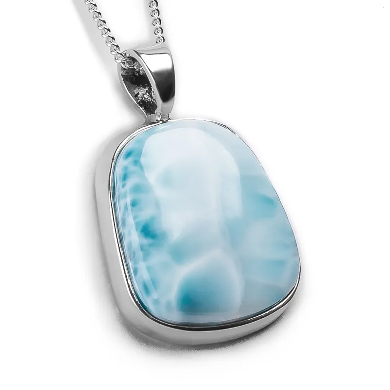 Ocean Blue Larimar Necklace - Natural Designer Gemstone sold by Henryka