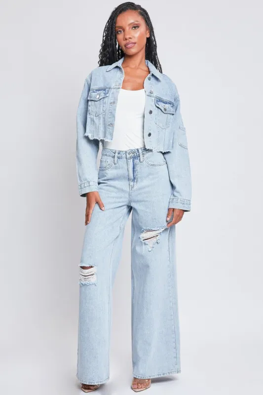 Women's Cropped Denim Jacket sold by YMI