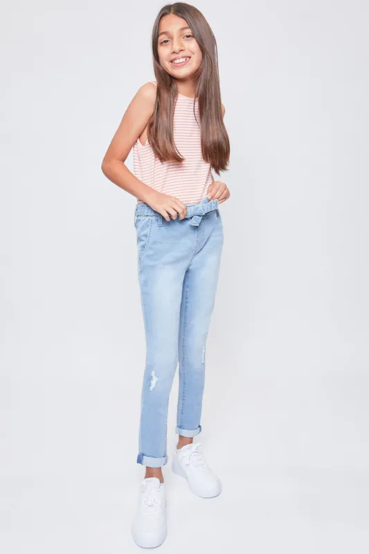 Girls High-Rise Paperbag Pull On Cuffed Skinny sold by YMI
