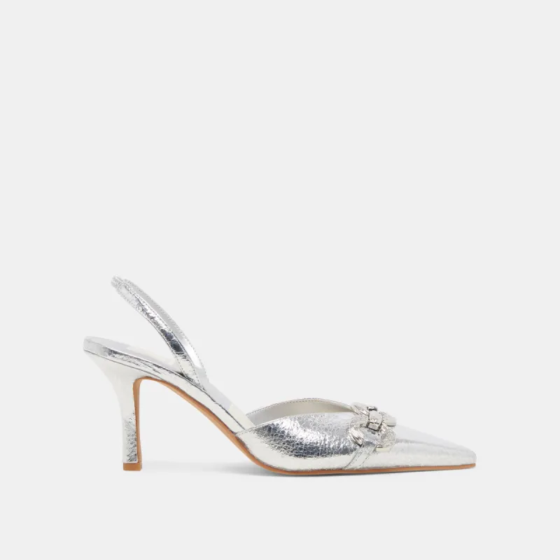 HAYLEE HEELS SILVER DISTRESSED LEATHER sold by Dolce Vita