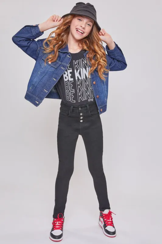 Girls Exposed Buttons High Rise Skinny Jean sold by YMI