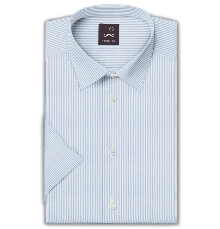 Pure Cotton - Short Sleeve - Blue Stripes sold by Airthreads