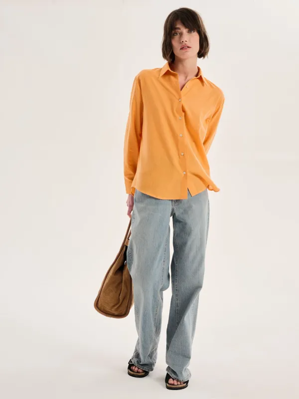 Evie Linen Oversized Shirt in Orange sold by Omnes