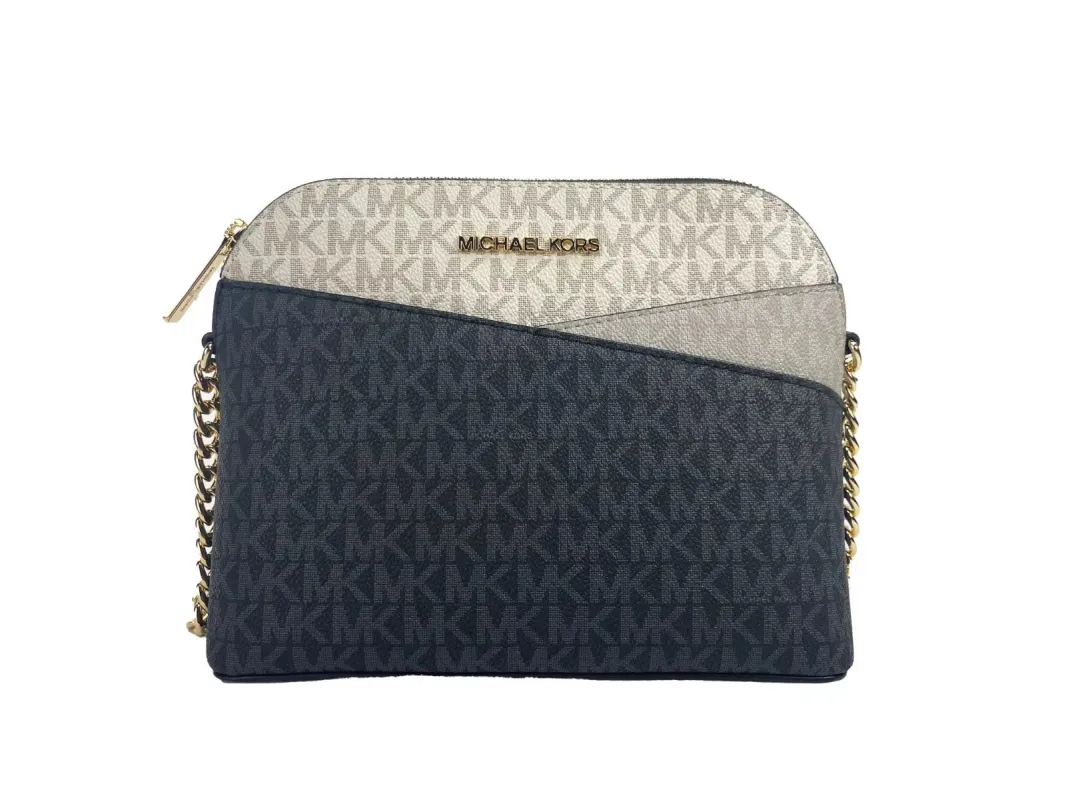 Jet Set Medium Signature PVC X Dome Crossbody Bag Black Multi sold by Louxly
