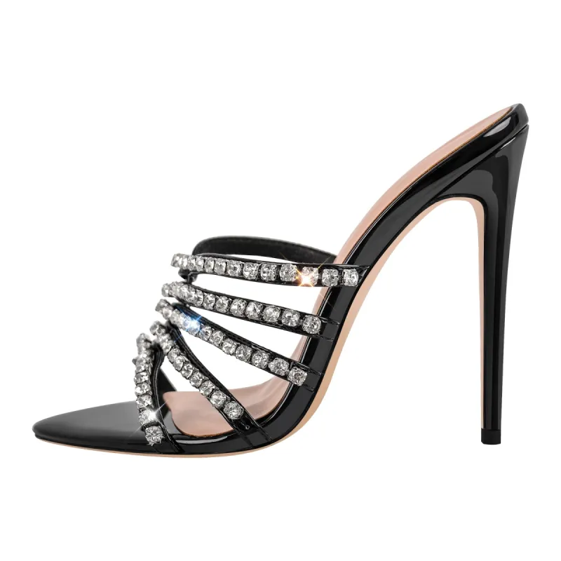 Rhinestone Pointed Toe Strap Stiletto Sandals Mules sold by Onlymaker