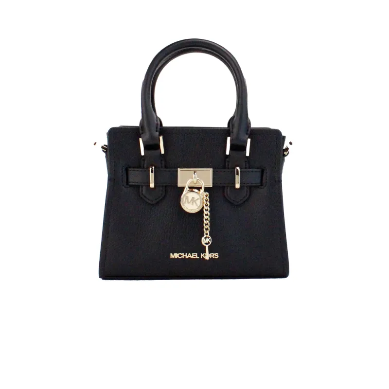 Hamilton XS Small Black Grained Leather Satchel Crossbody Bag Purse sold by Louxly