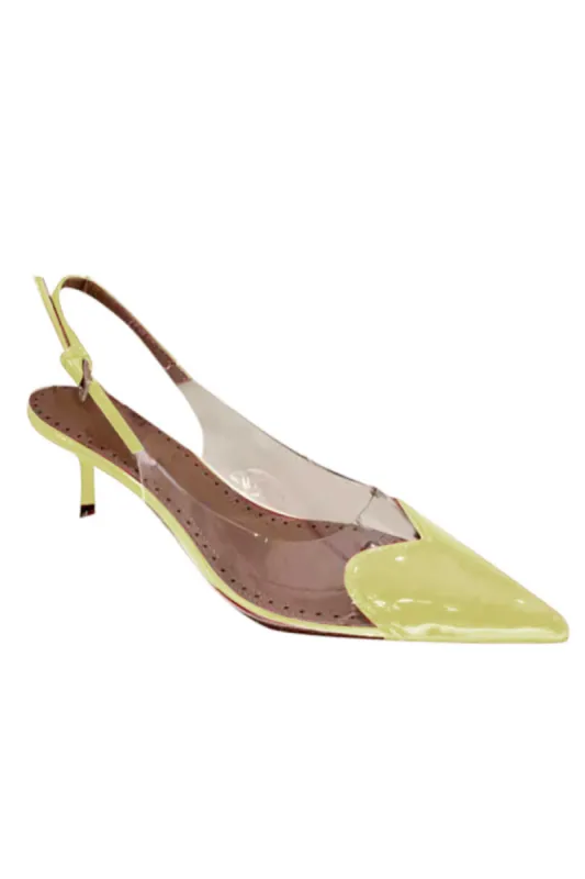 Yellow Stiletto Heel Mid Heel Sandals sold by KissProm