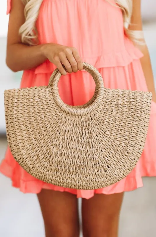 Woven Straw Satchel Bag - Khaki sold by Hazel & Olive