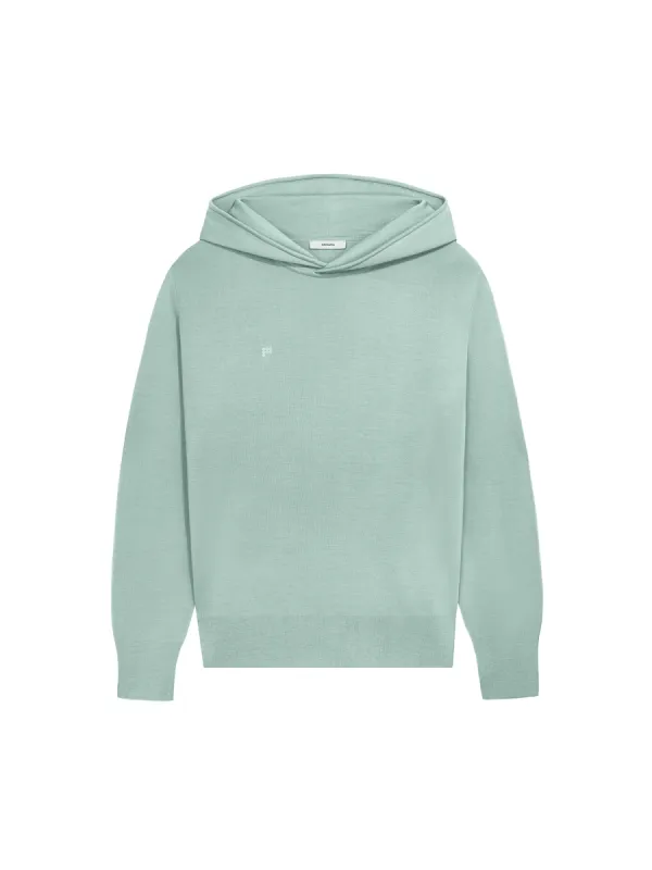 Womens Regenerative Merino Wool Hoodie—eucalyptus blue sold by Pangaia