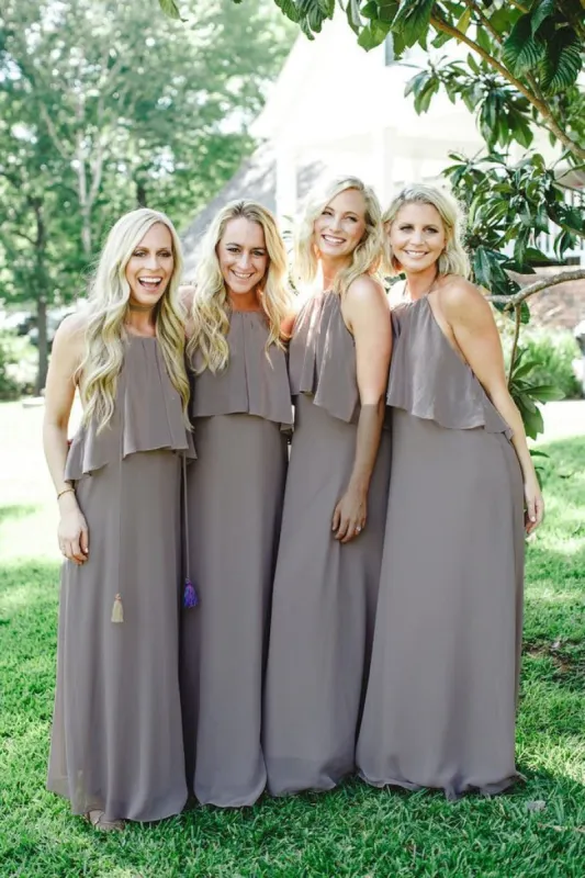 Jewel Chiffon and Ruffles Long Bridesmaid Dresses sold by KissProm