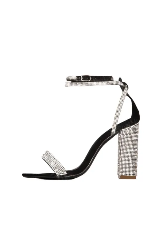 Rhinestone Chunky Heel One Buckle Sexy High Heel Sandals sold by KissProm