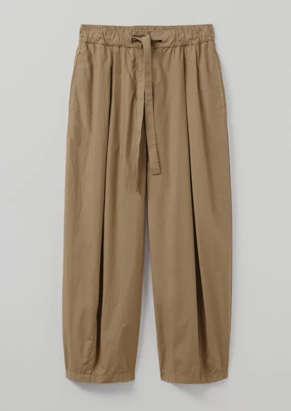 Cotton Poplin Easy Pleated Trousers | Taupe sold by TOAST