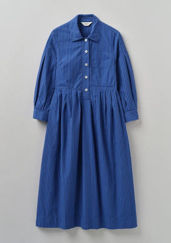 Fayre Stripe Organic Poplin Shirt Dress | Celtic Blue sold by TOAST