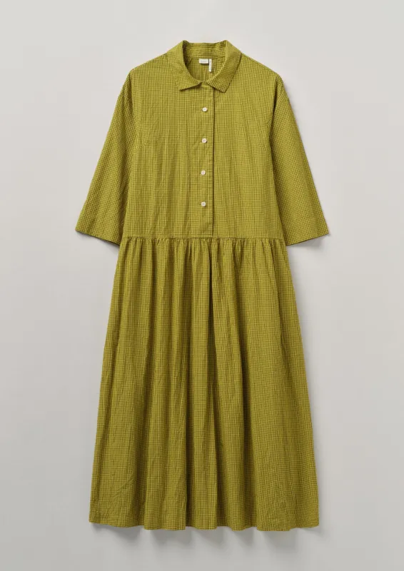 Check Crinkle Cotton Dress | Slate/Pomelo sold by TOAST