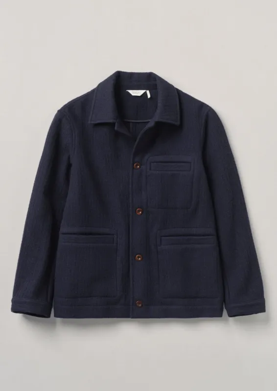 Indigo Textured Stripe Chore Jacket | Indigo sold by TOAST