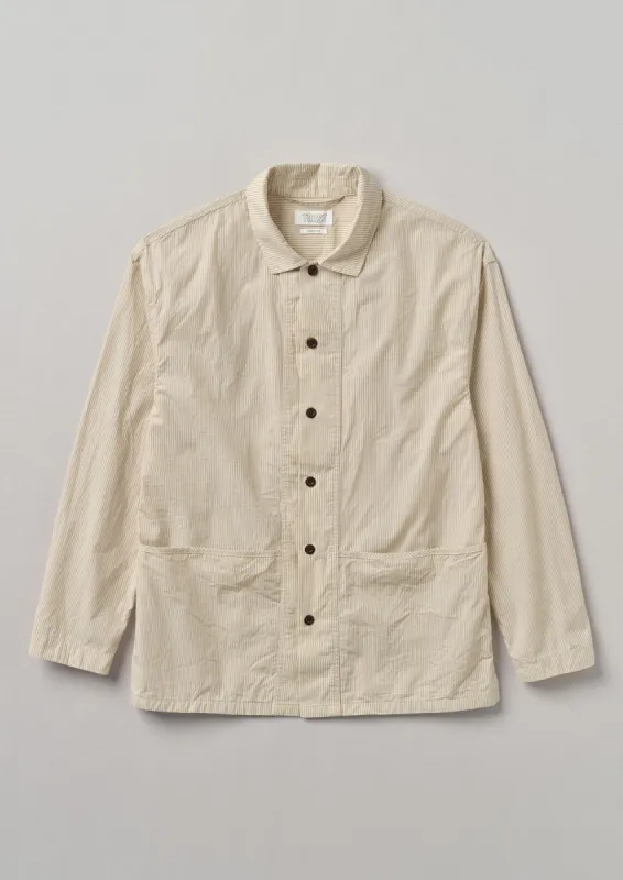 Crinkle Organic Cotton Stripe Shirt | Oyster Grey/Birch sold by TOAST