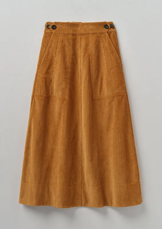 A Line Organic Cord Skirt | Toffee sold by TOAST