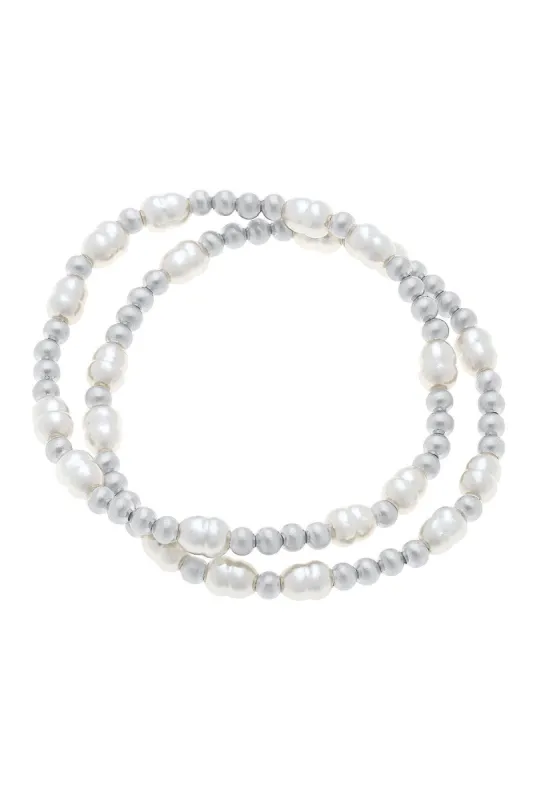 Morgan Ball Bead & Pearl Stretch Bracelets (Set of 2) sold by Canvas Style