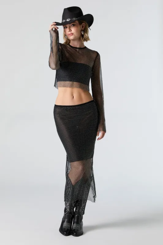 Jupe midi en filet avec pierres du Rhin sold by Urban Planet