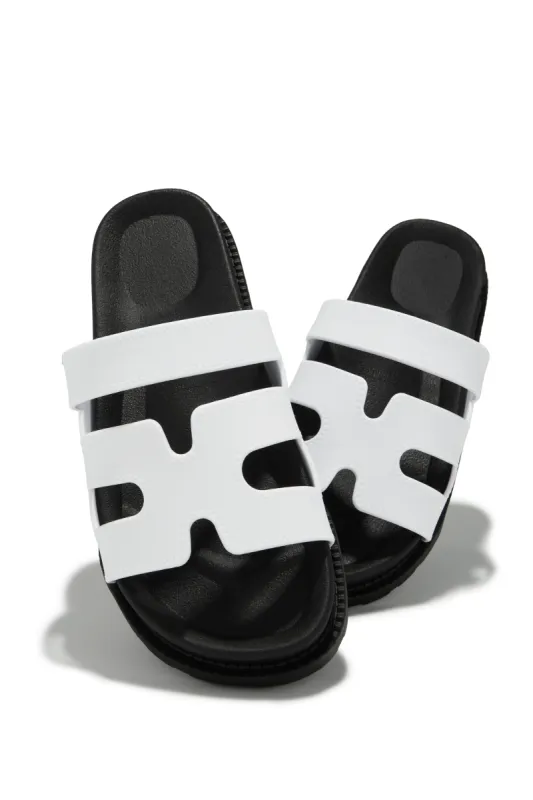 Kairi Chunky Slip On Sandals - White sold by Miss Lola