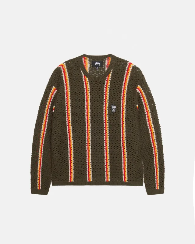 Patta x Stussy Stripe Loose Gauge Crewneck Sweater | Parallel
