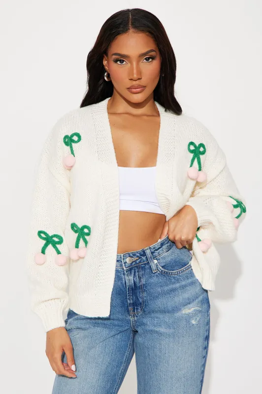 Juicy And Sweet Cherry Cardigan - Ivory/combo sold by Fashion Nova
