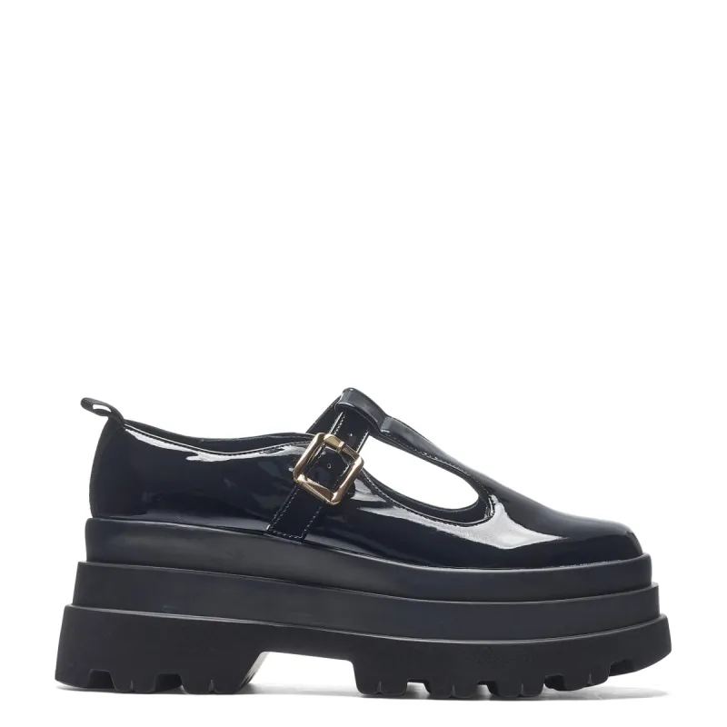 Silent Amity Trident Patent Platform Mary Jane Shoes sold by Shoe Freaks