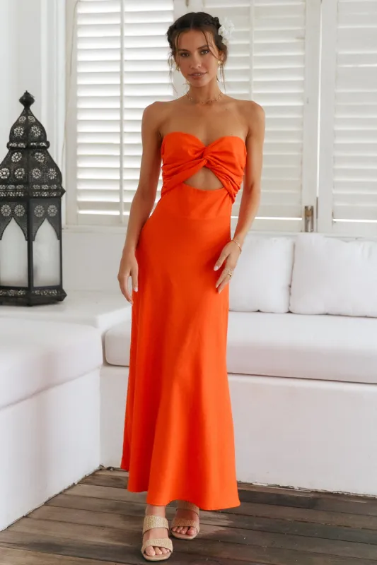 Glowing And Going Maxi Dress Orange sold by Fortunate One