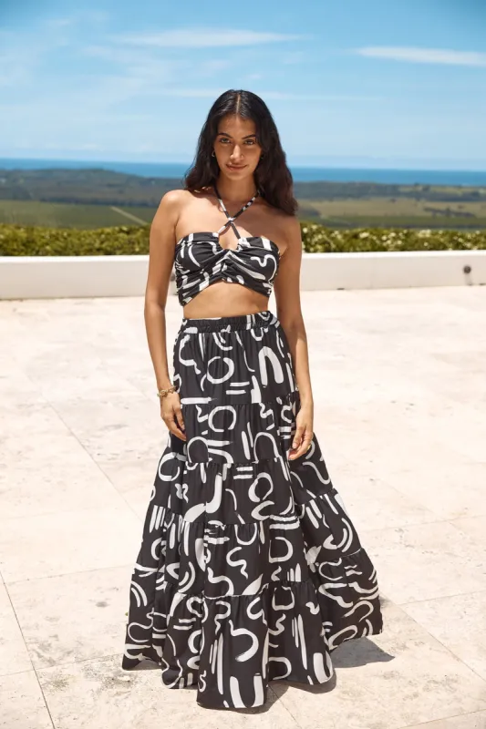 Panoramic Views Maxi Skirt Black sold by Fortunate One