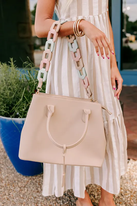 Uptown Cafe Faux Leather Tote in Iced Latte sold by Impressions