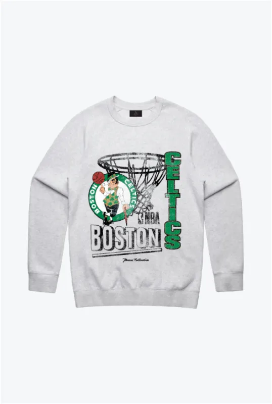 Boston Celtics Basketball Net Crewneck - Ash sold by Peace-Collective