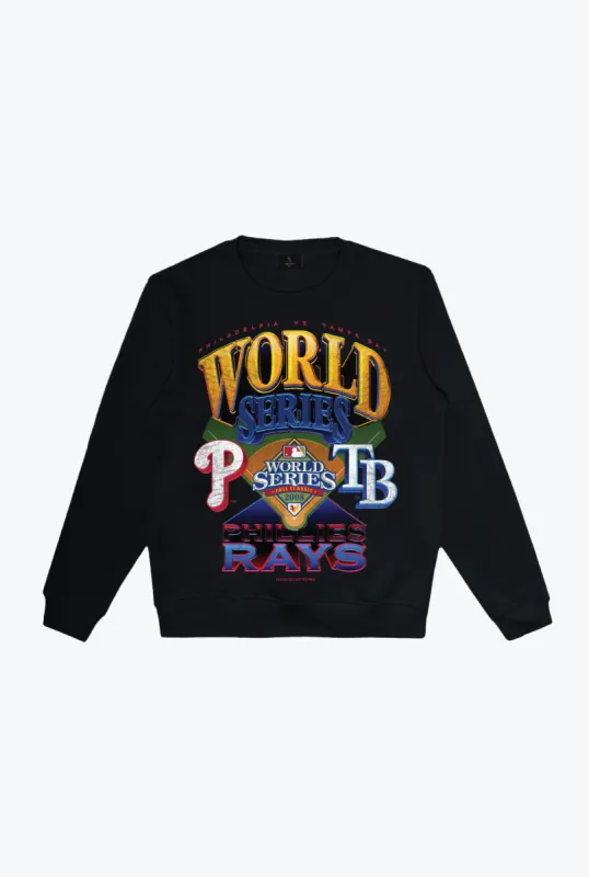 2008 World Series: Philadelphia Phillies Vs. Tampa Bay Rays Crewneck - Black sold by Peace-Collective