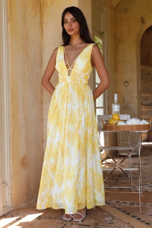 Super Solar Maxi Dress Yellow sold by Fortunate One