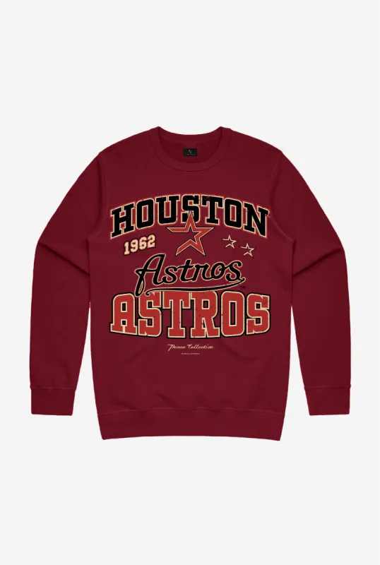 Houston Astros Vintage Washed Crewneck - Maroon sold by Peace-Collective