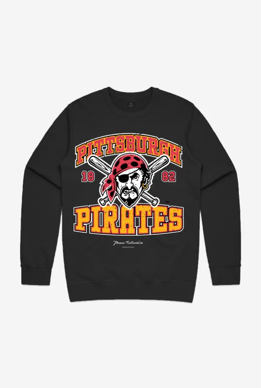 Pittsburgh Pirates Vintage Washed Crewneck - Black sold by Peace-Collective