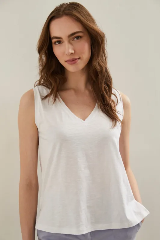 Combo fabric sleeveless top sold by Tristan Style