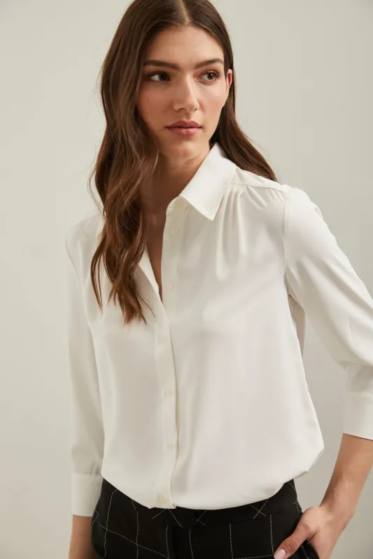 3/4 sleeve shirt with pleats sold by Tristan Style