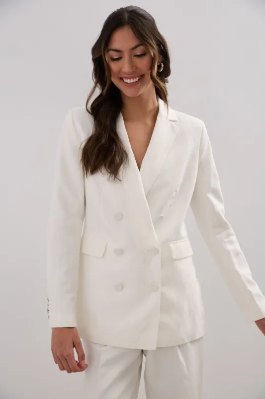 Semi-fitted double breasted jacket sold by Tristan Style