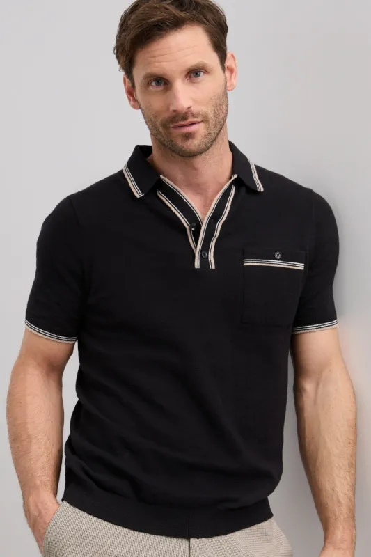 Contrasting details knitted polo sold by Tristan Style