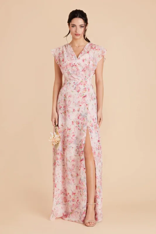 Violet Chiffon Dress - Pink Falling Petals sold by Birdy Grey