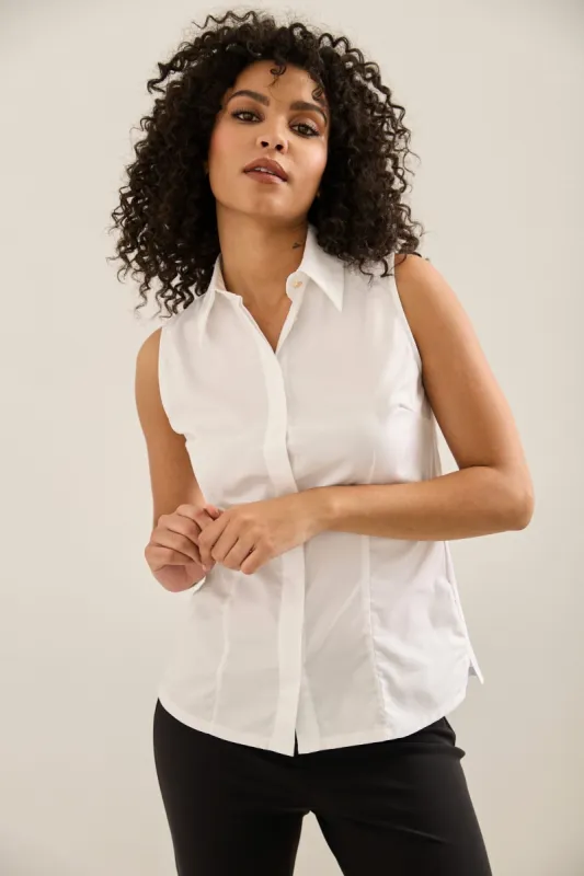 Poplin & Jersey Sleeveless Shirt sold by Tristan Style