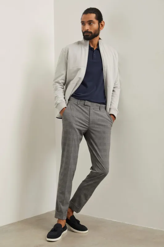 Slim fit check pants with cuffs sold by Tristan Style