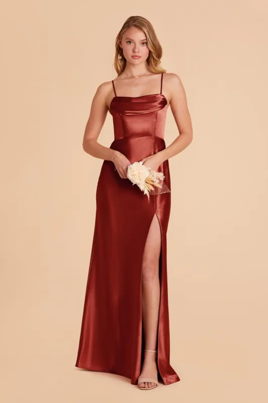 Mia Shiny Satin Convertible Dress - Spice sold by Birdy Grey