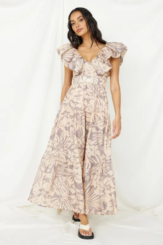 Celestial Paradise Maxi Dress Beige sold by Fortunate One