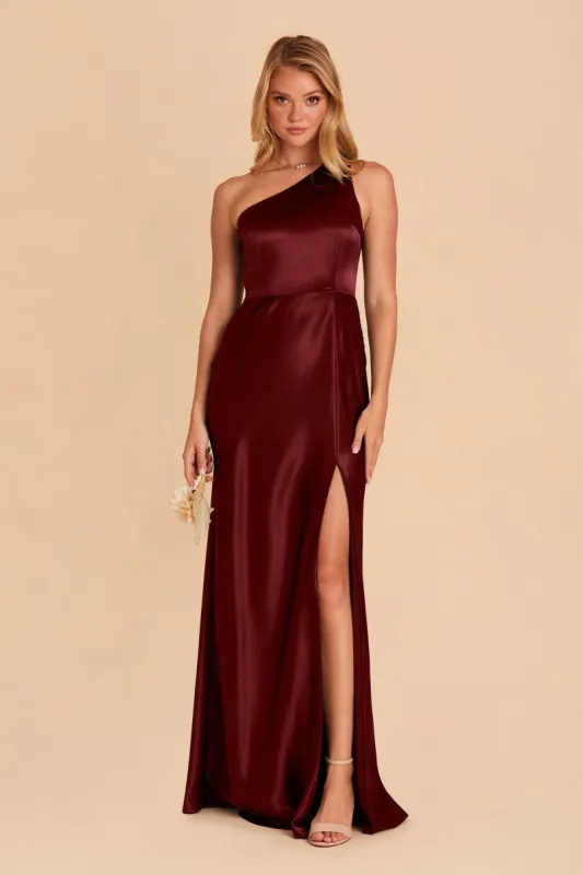 Kira Shiny Satin Dress - Cabernet sold by Birdy Grey
