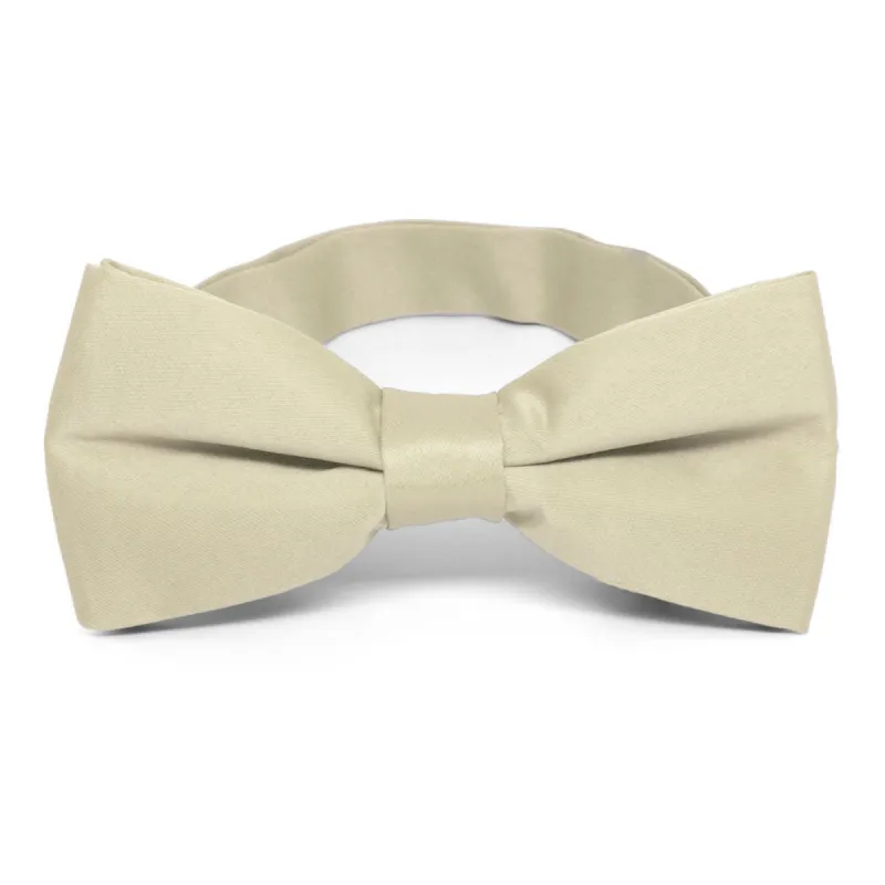 Beige Band Collar Bow Tie sold by TieMart